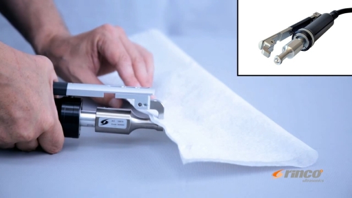 Punktschweissen eines Non-Wovens mit dem Ultraschall-Handtacker HT35